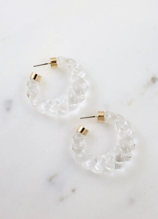 Louise Twisted Resin Hoop Earring Clear