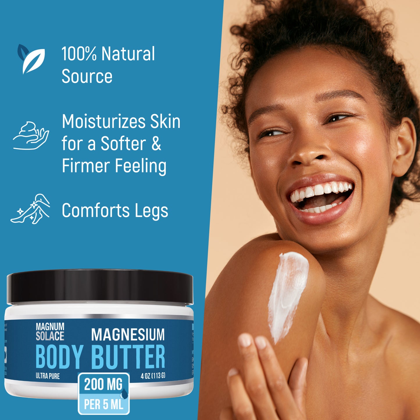Magnesium Body Butter for Better Leg Calm, Sleep - Unscented (Cream/Lotion)