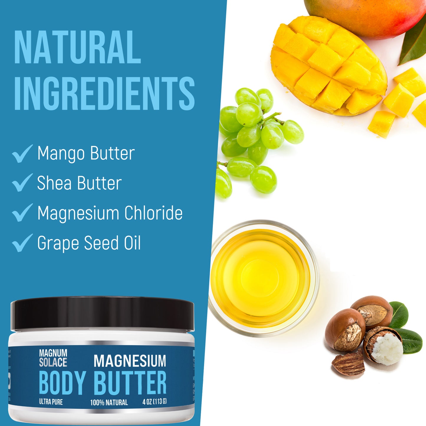 Magnesium Body Butter for Better Leg Calm, Sleep - Unscented (Cream/Lotion)