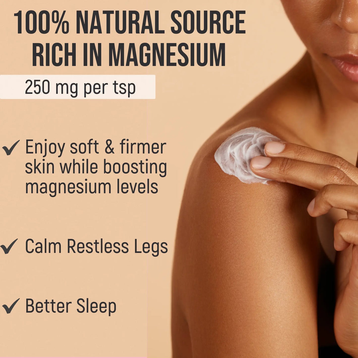 Magnesium Lotion with Aloe, Shea and Coconut Oil for Leg Cramps & Deep Relief (Vanilla)