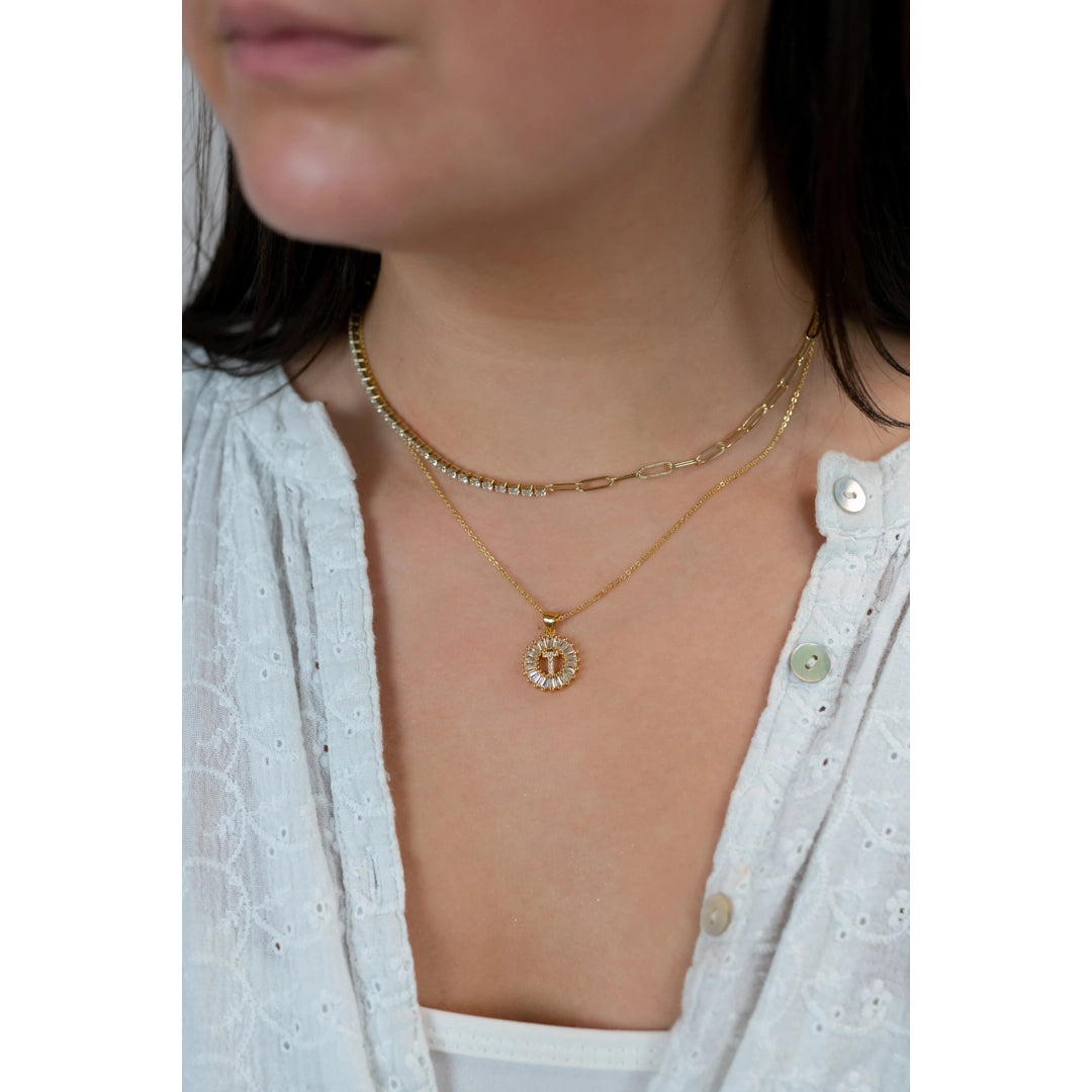 Gold Mini Radiant Initial Necklaces