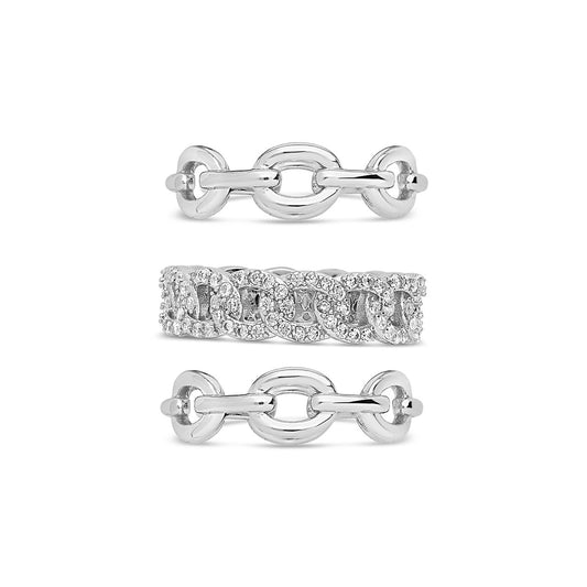 Mixed Link Stacking Ring Set of 3
