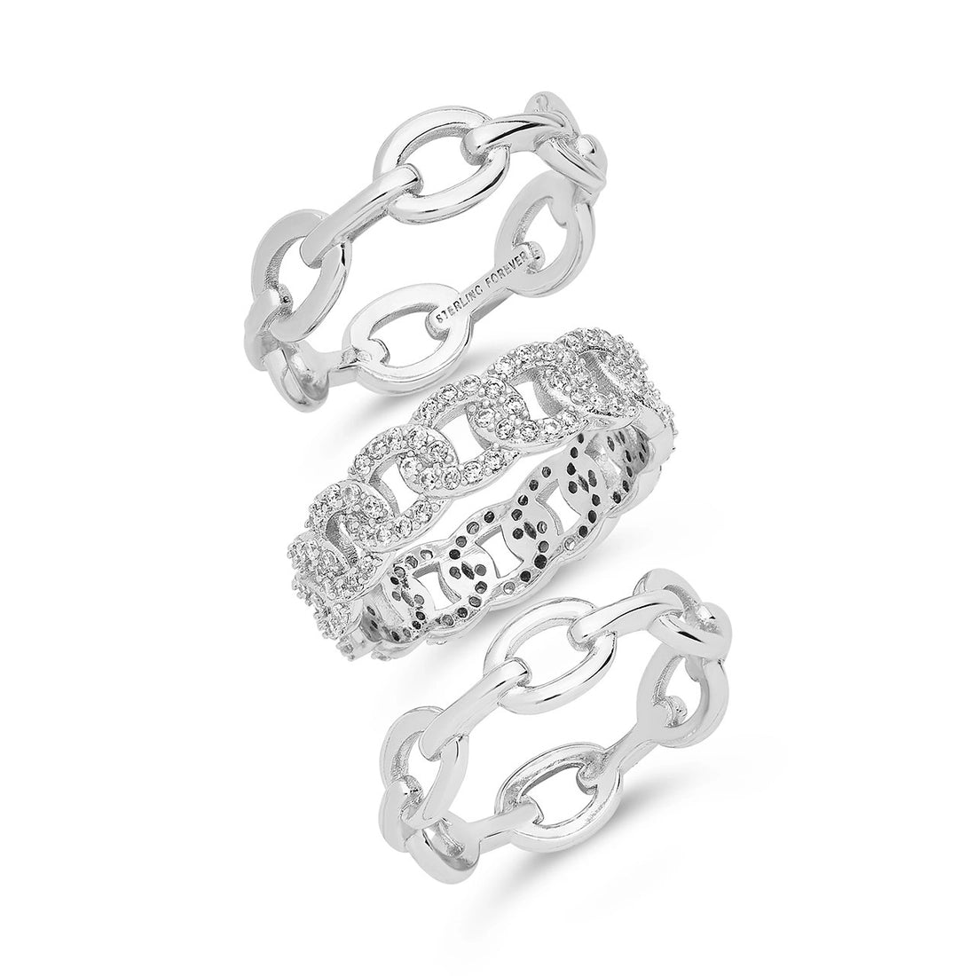 Mixed Link Stacking Ring Set of 3