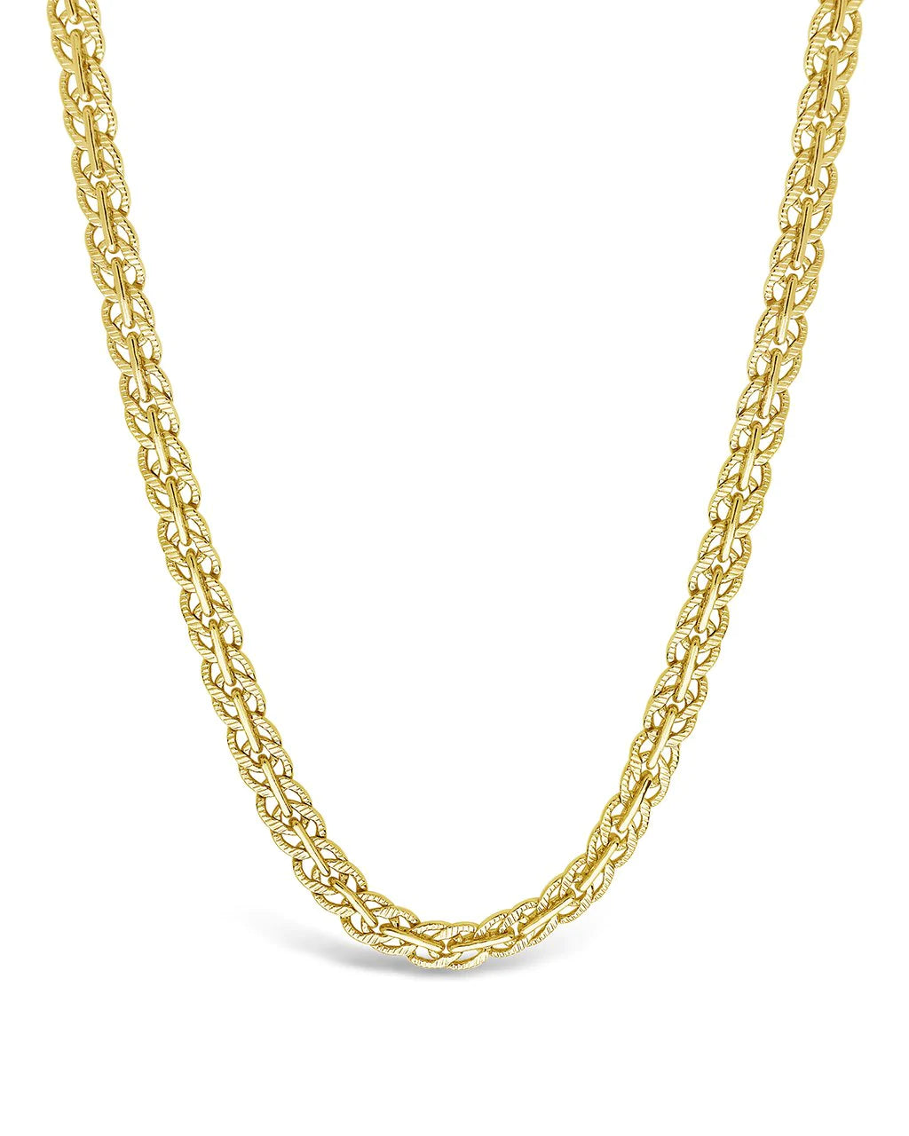 Hammered Interlocking Curb Chain Necklace
