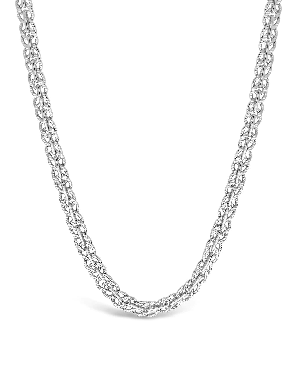 Hammered Interlocking Curb Chain Necklace