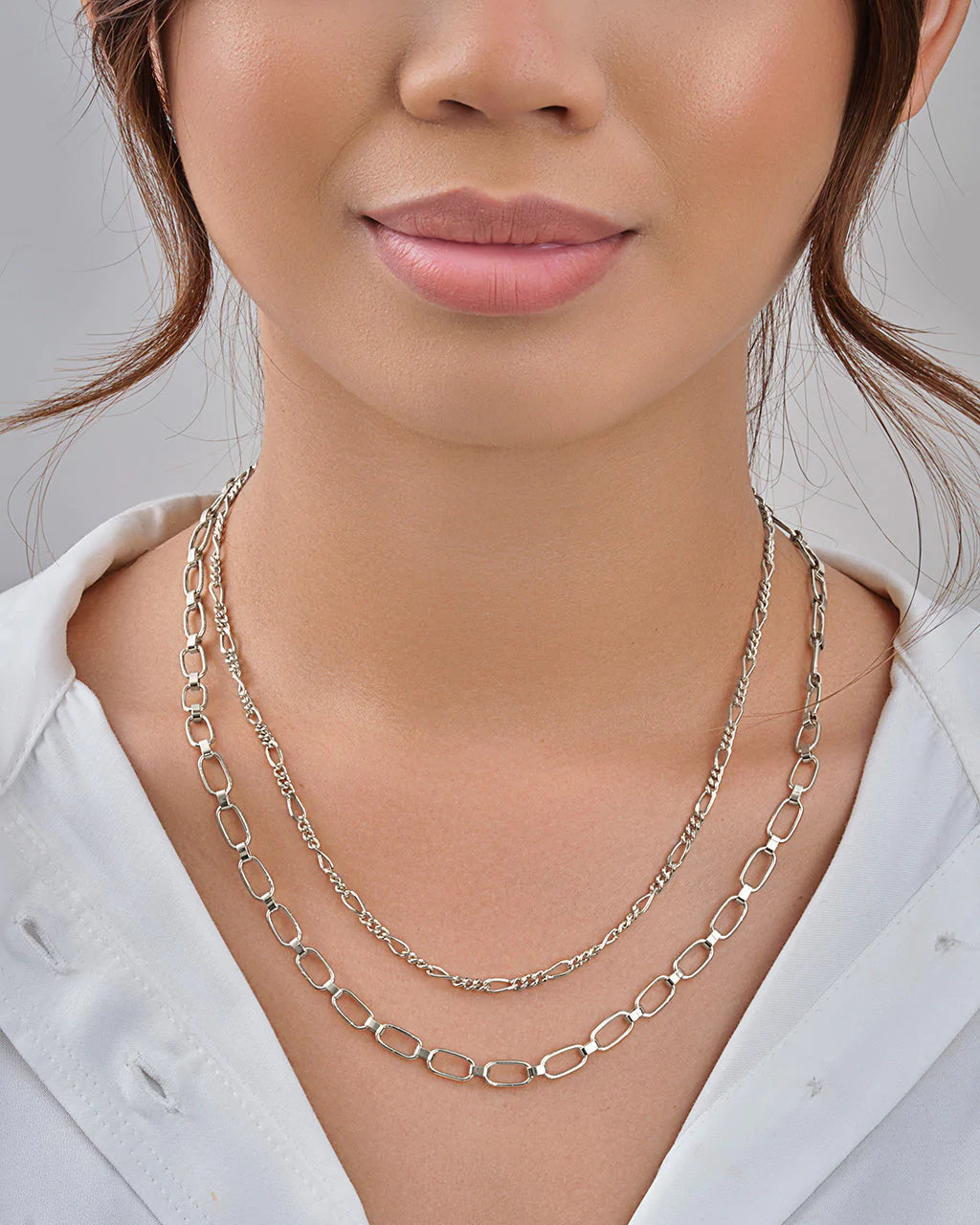 Figaro & Square Link Layered Chain Necklace