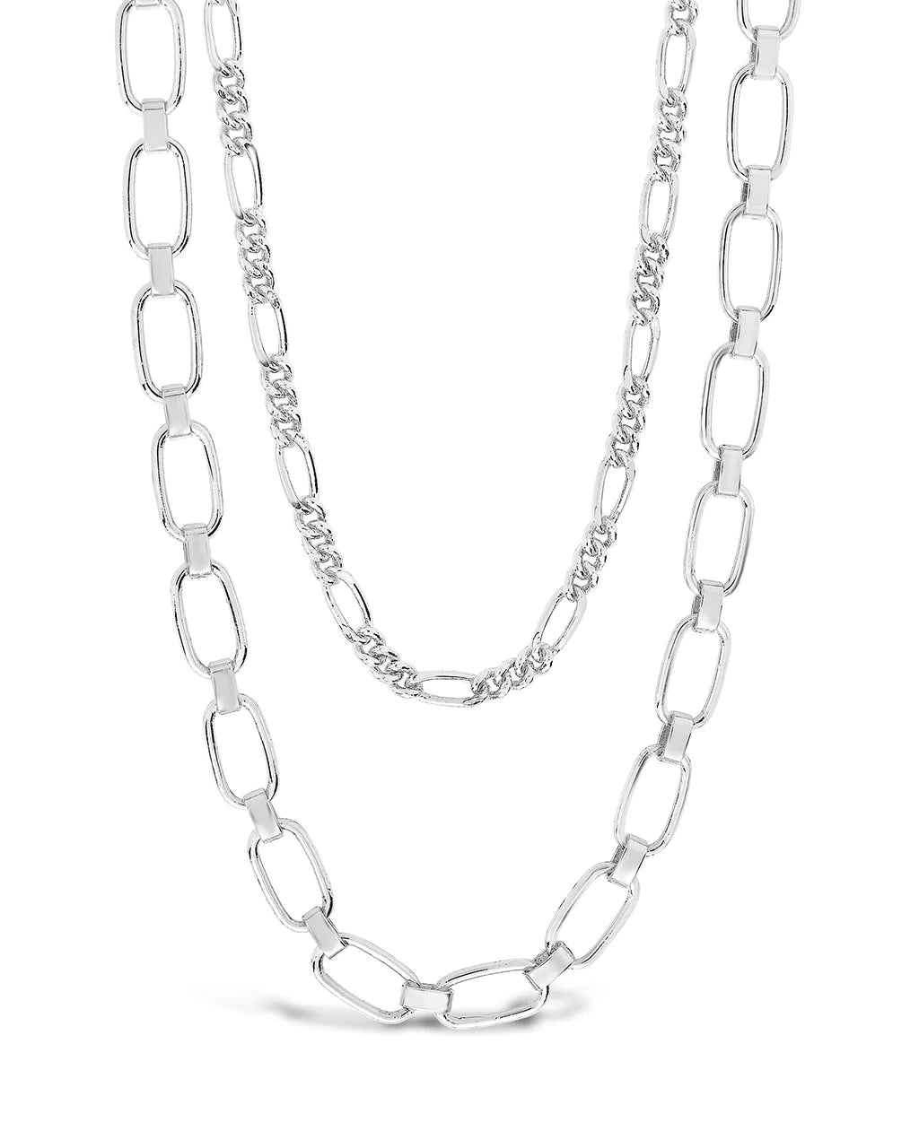 Figaro & Square Link Layered Chain Necklace