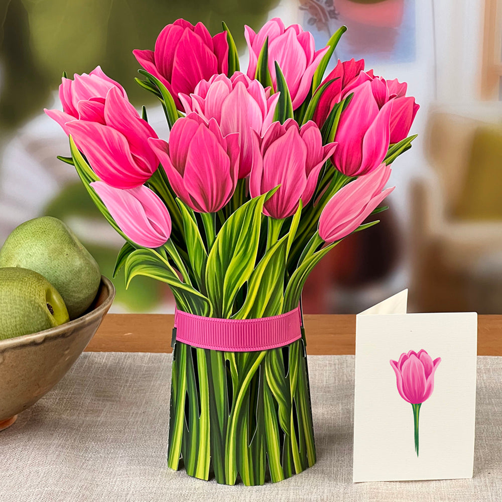 Pink Tulips Pop Up Flower Bouquet