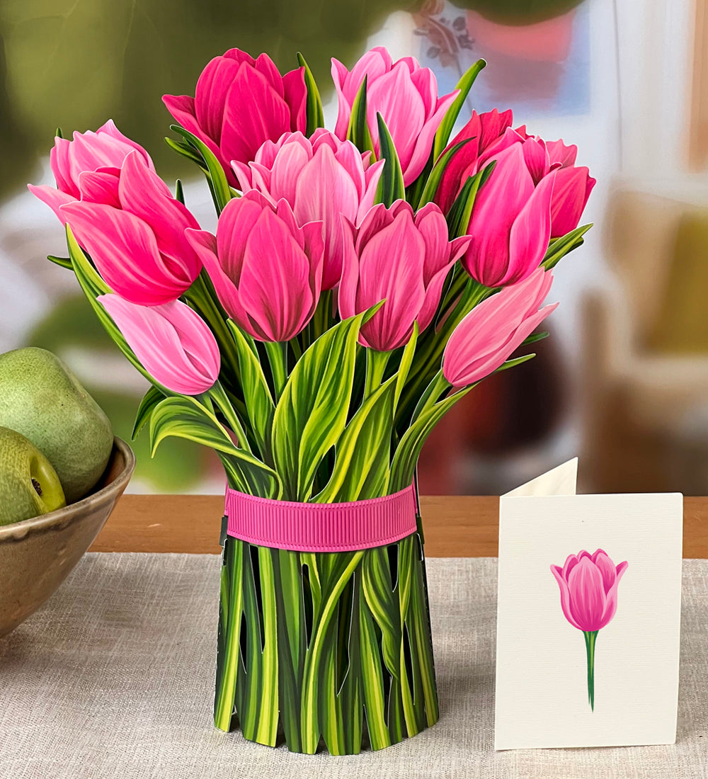 Pink Tulips Pop Up Flower Bouquet