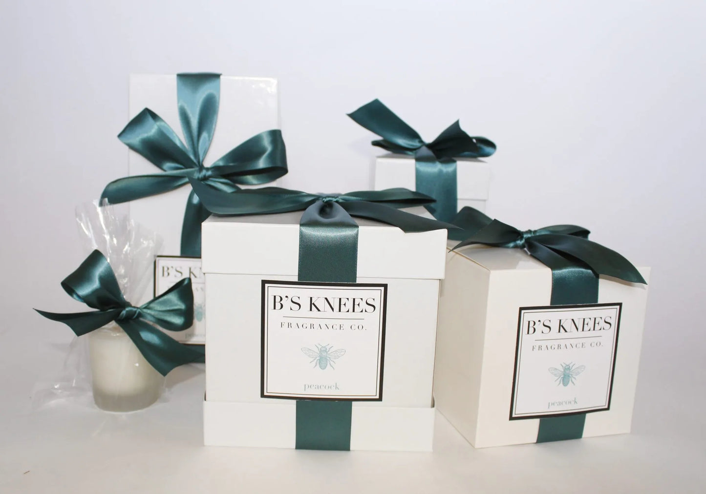 Peacock Candles 2 Wick - White Glass