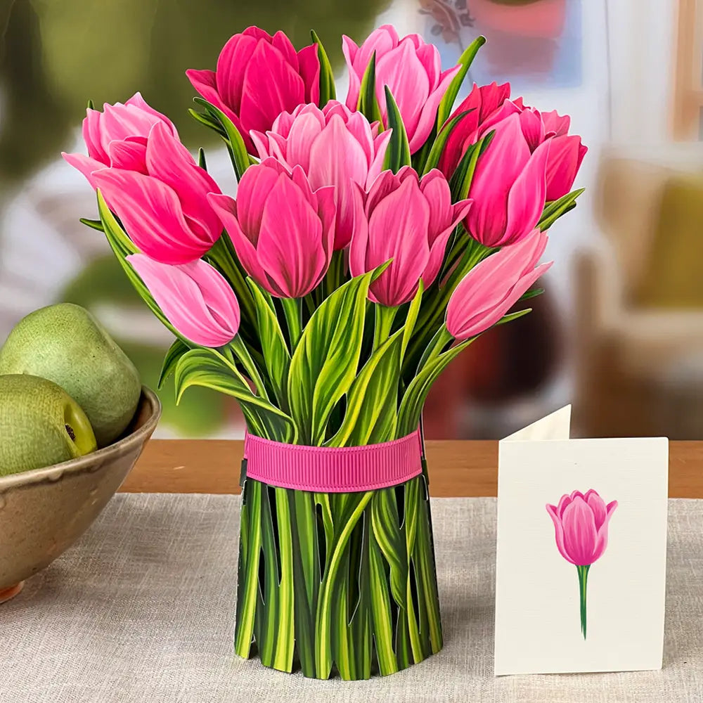 Pink Tulips Pop Up Flower Bouquet