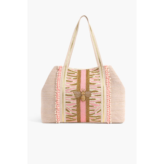 Pretty Pink Bee Embellished Tote