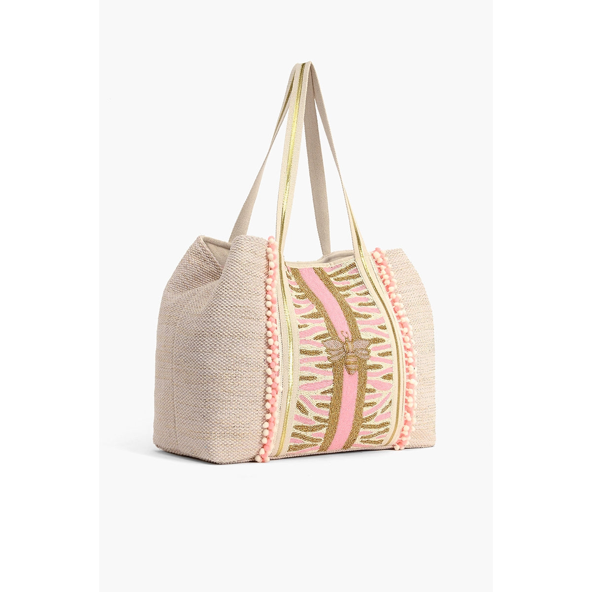 Pretty Pink Bee Embellished Tote