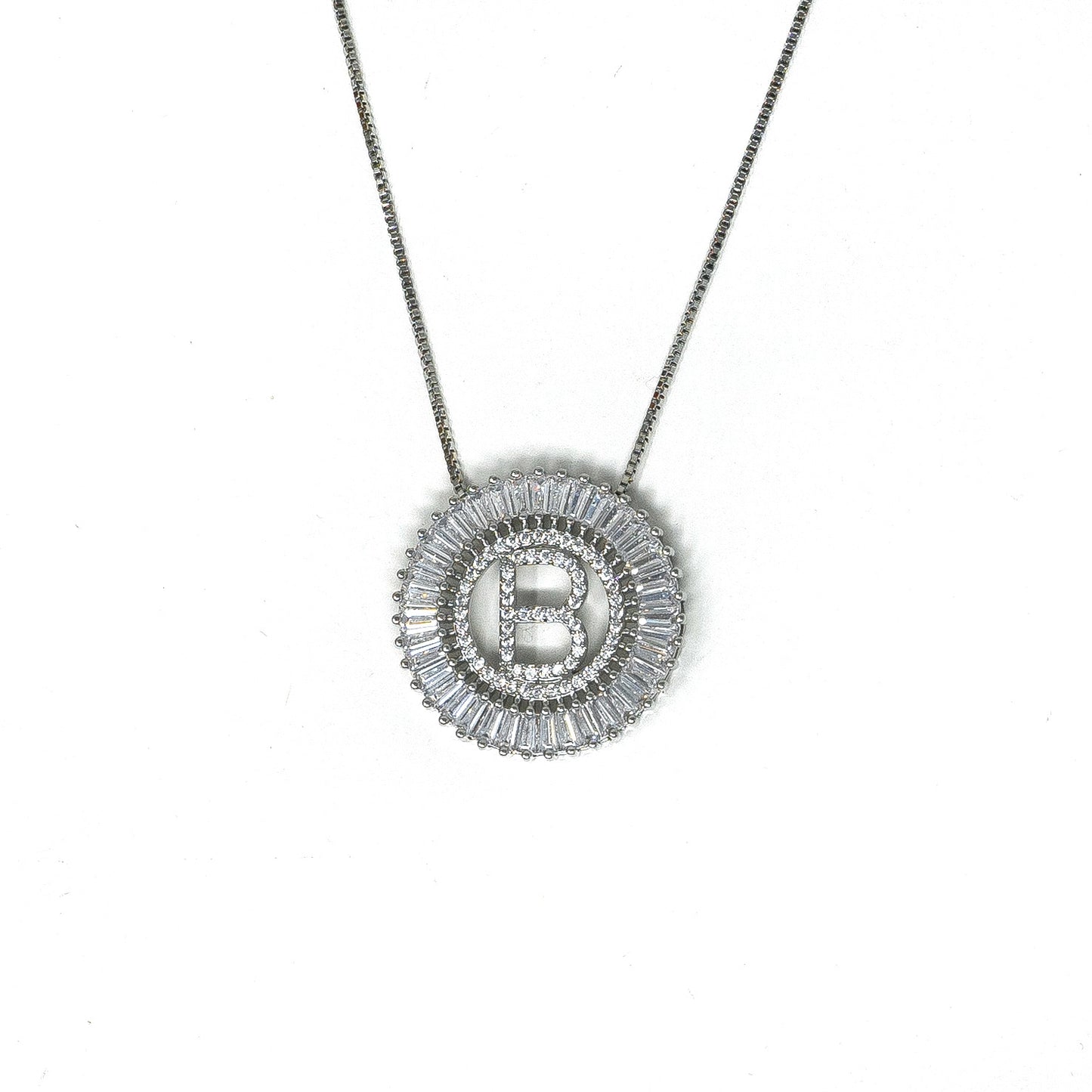 Silver Radiant Initial Necklace
