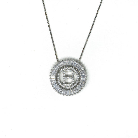 Silver Radiant Initial Necklace