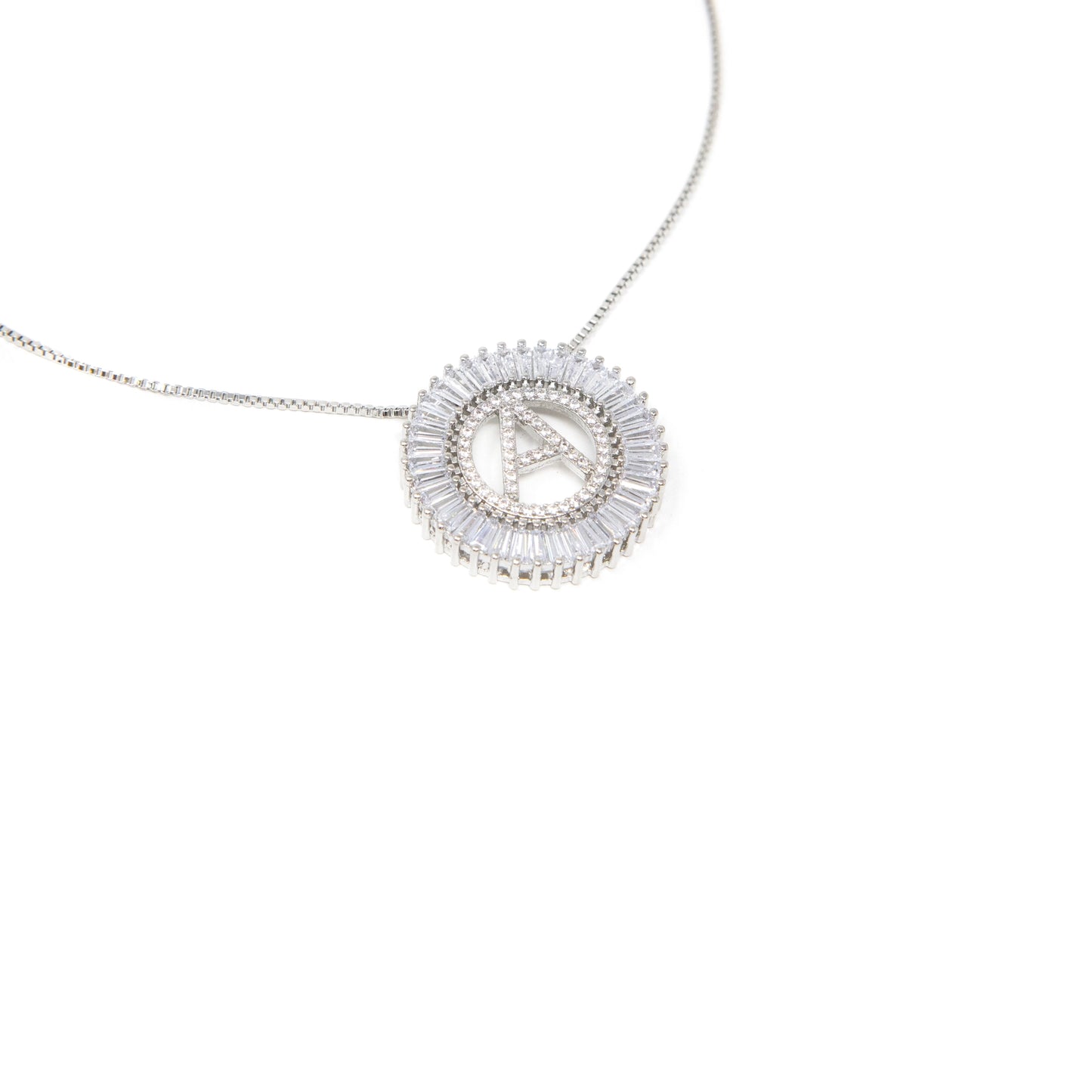 Silver Radiant Initial Necklace
