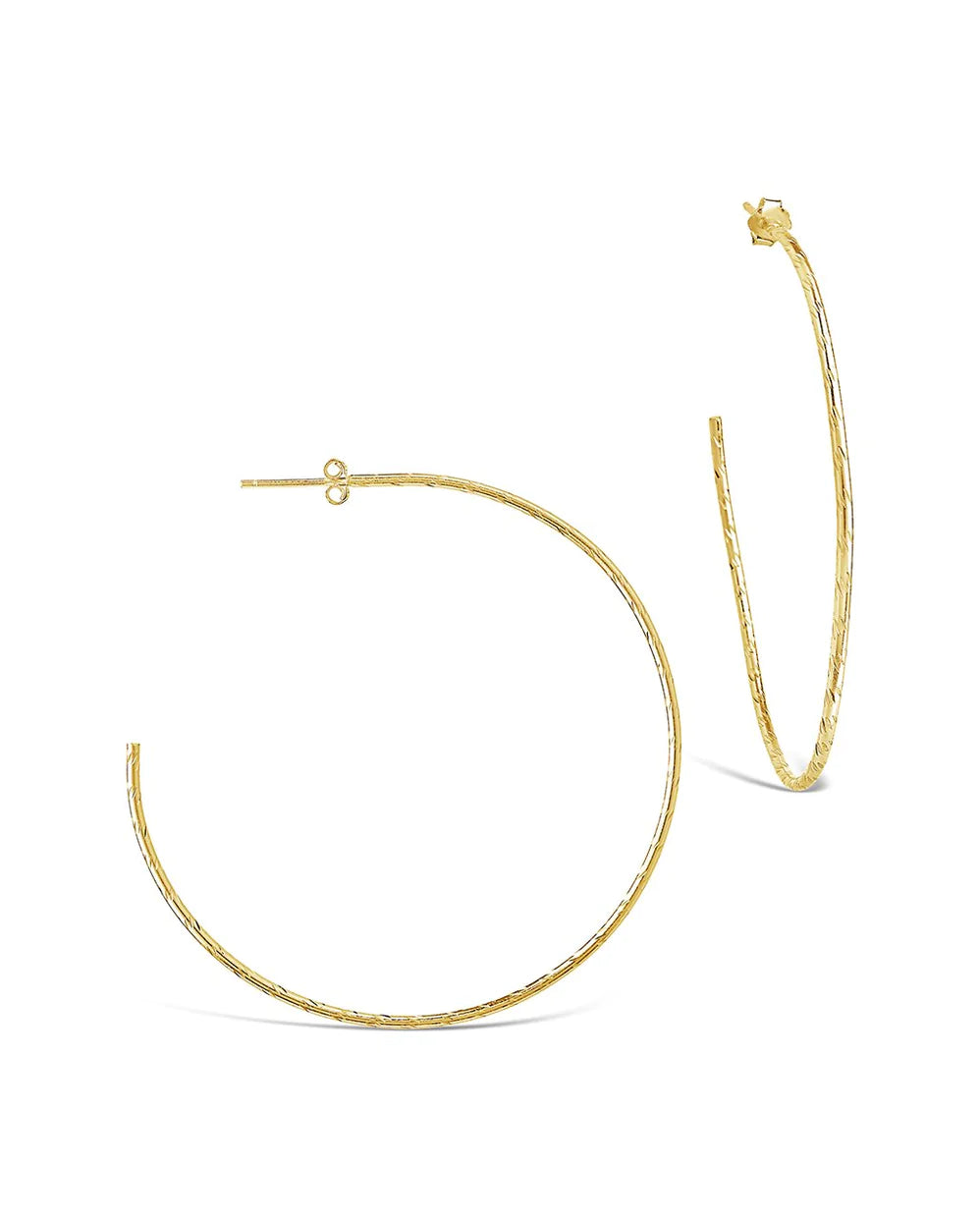 Sterling Silver Textured Hoop Earrings