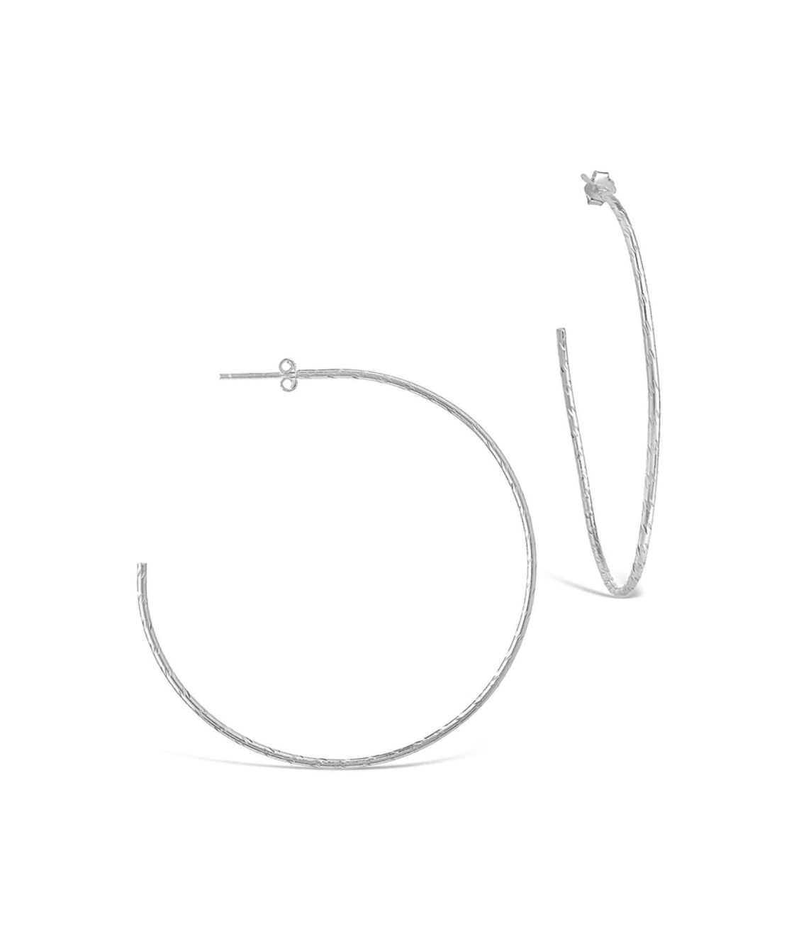 Sterling Silver Textured Hoop Earrings