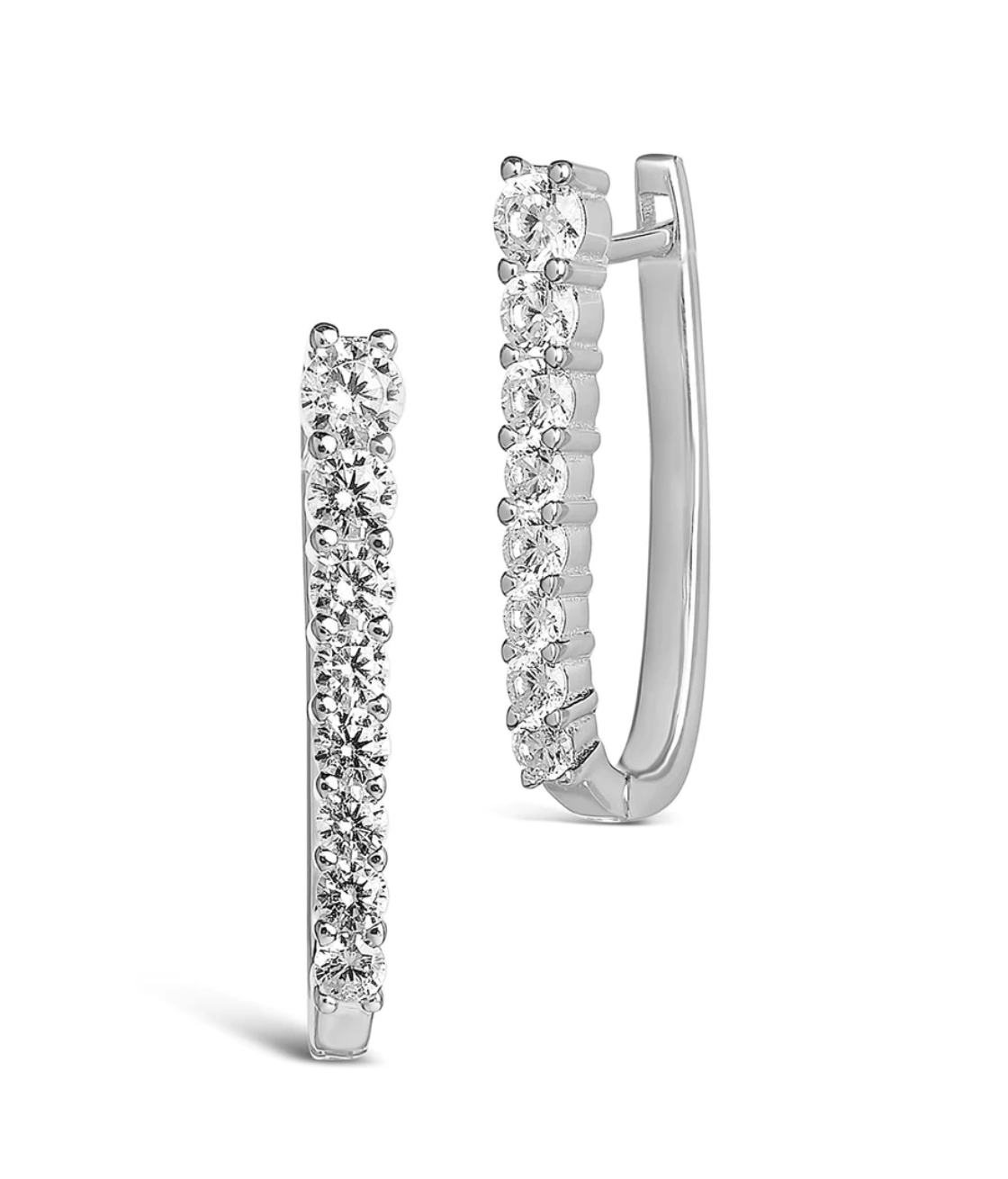 Sterling Silver CZ Hinged Hood Earrings