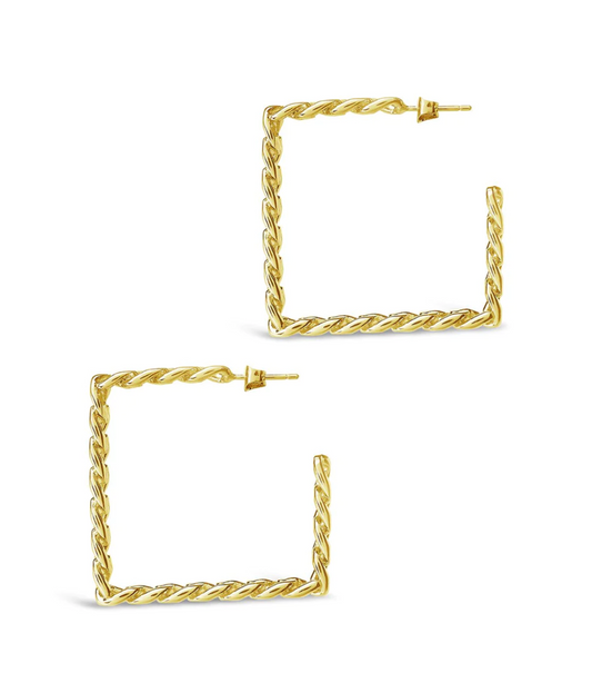 Square Cuban Link Hoop Earrings