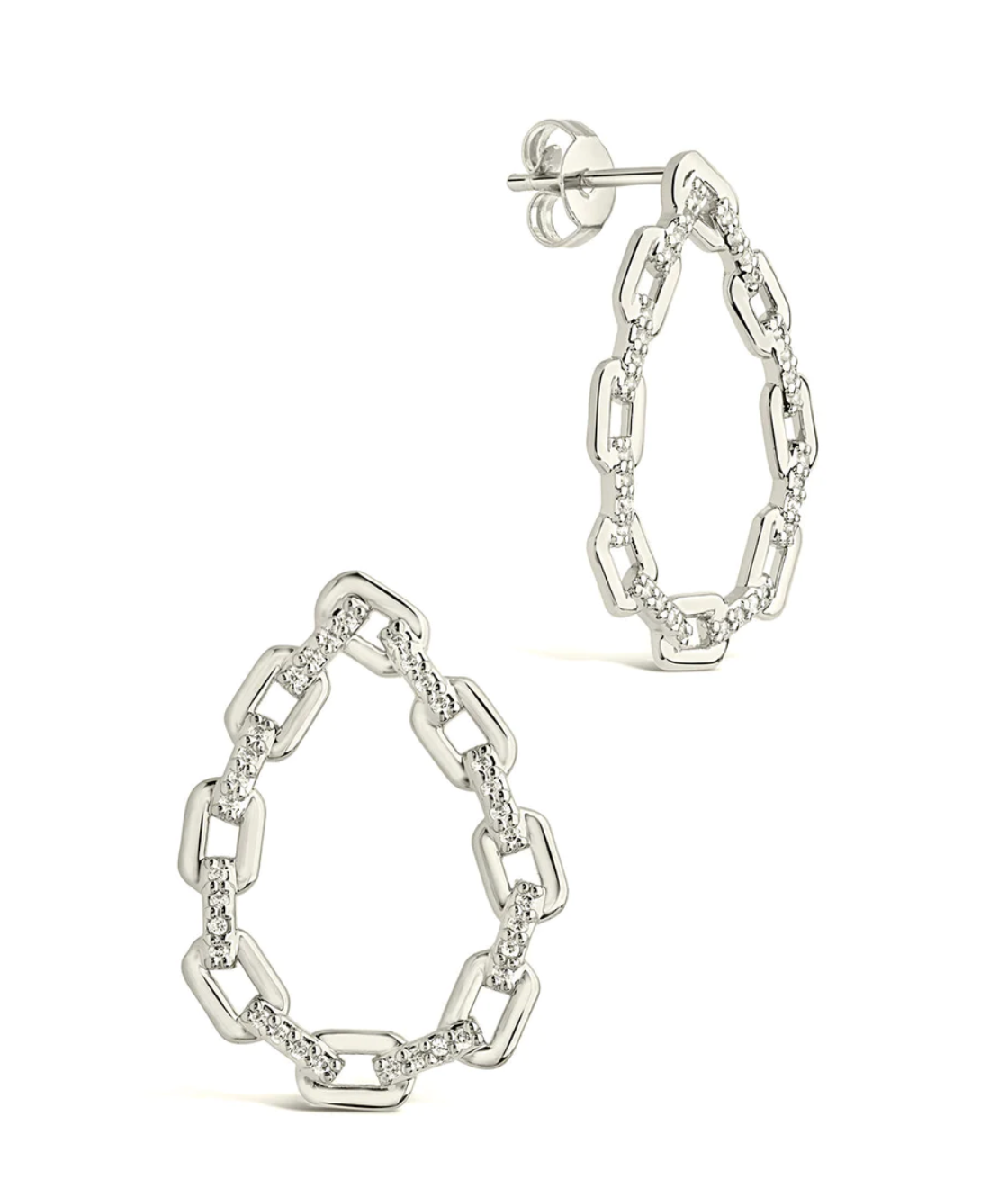 CZ Chain Link Drop Stud Earring