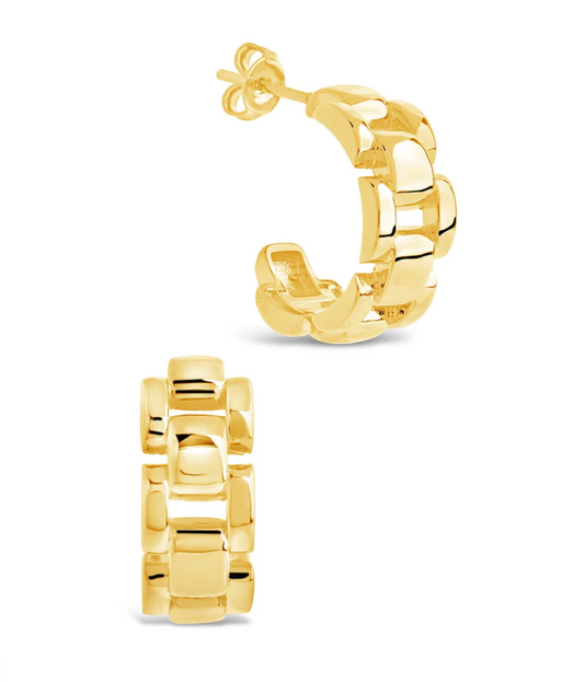Chain Link Huggie Hoop Earrings