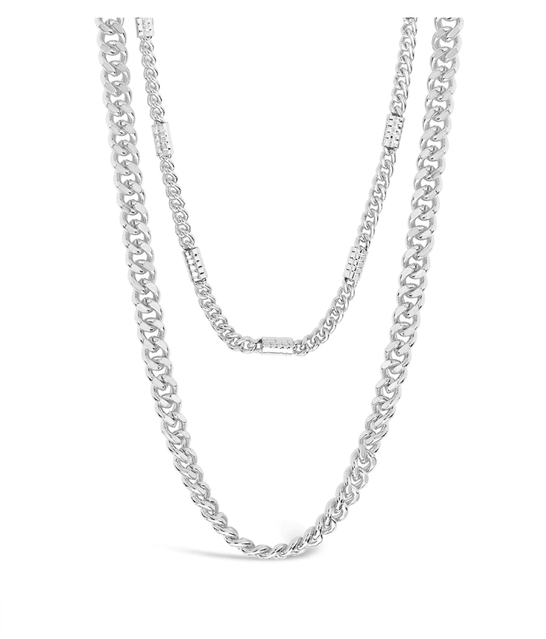 Curb & Station Layered Chain Necklace