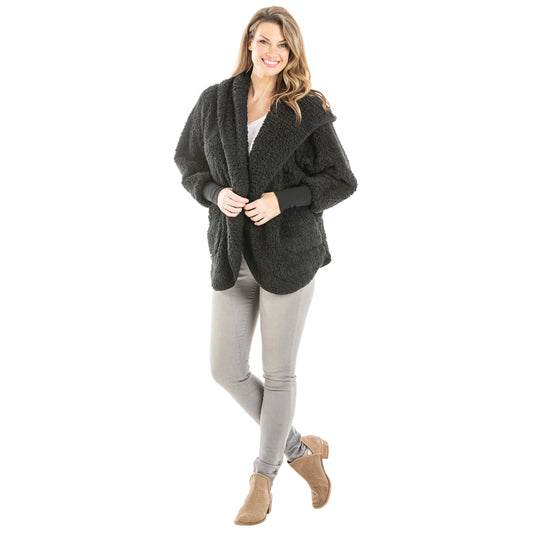 Black Sherpa Body Wrap/Cardigan for Women Hoodie