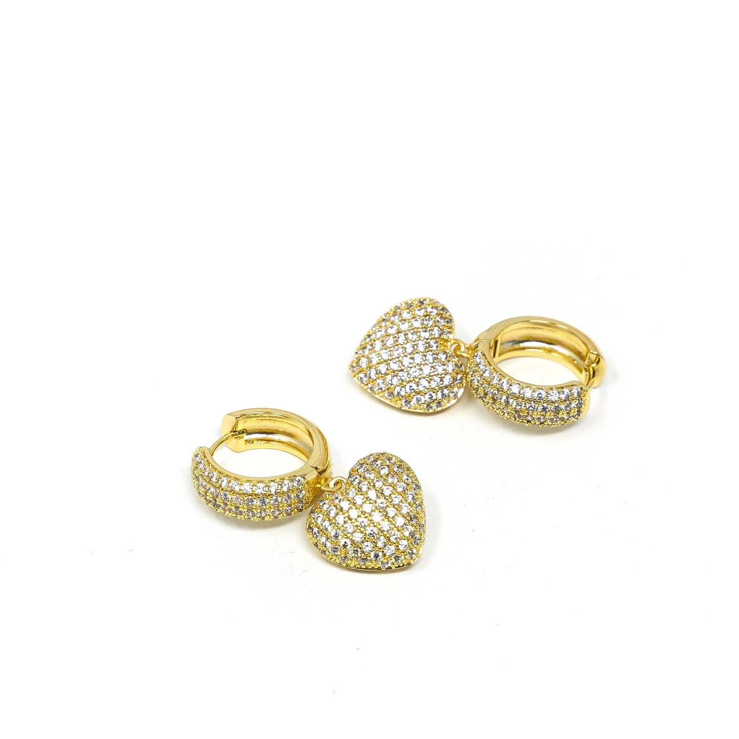 Sparkle Heart Charm Huggies Earrings