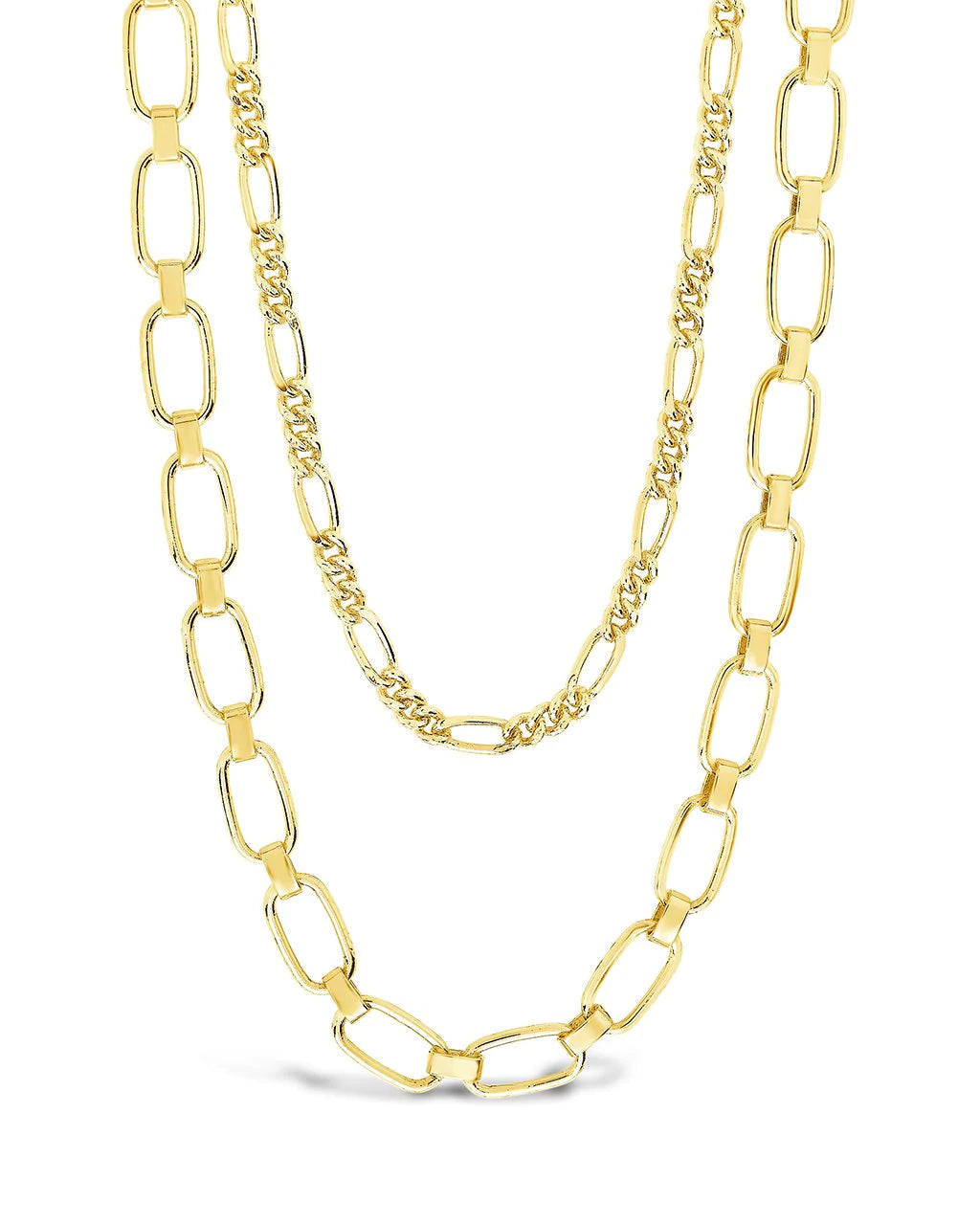 Figaro & Square Link Layered Chain Necklace