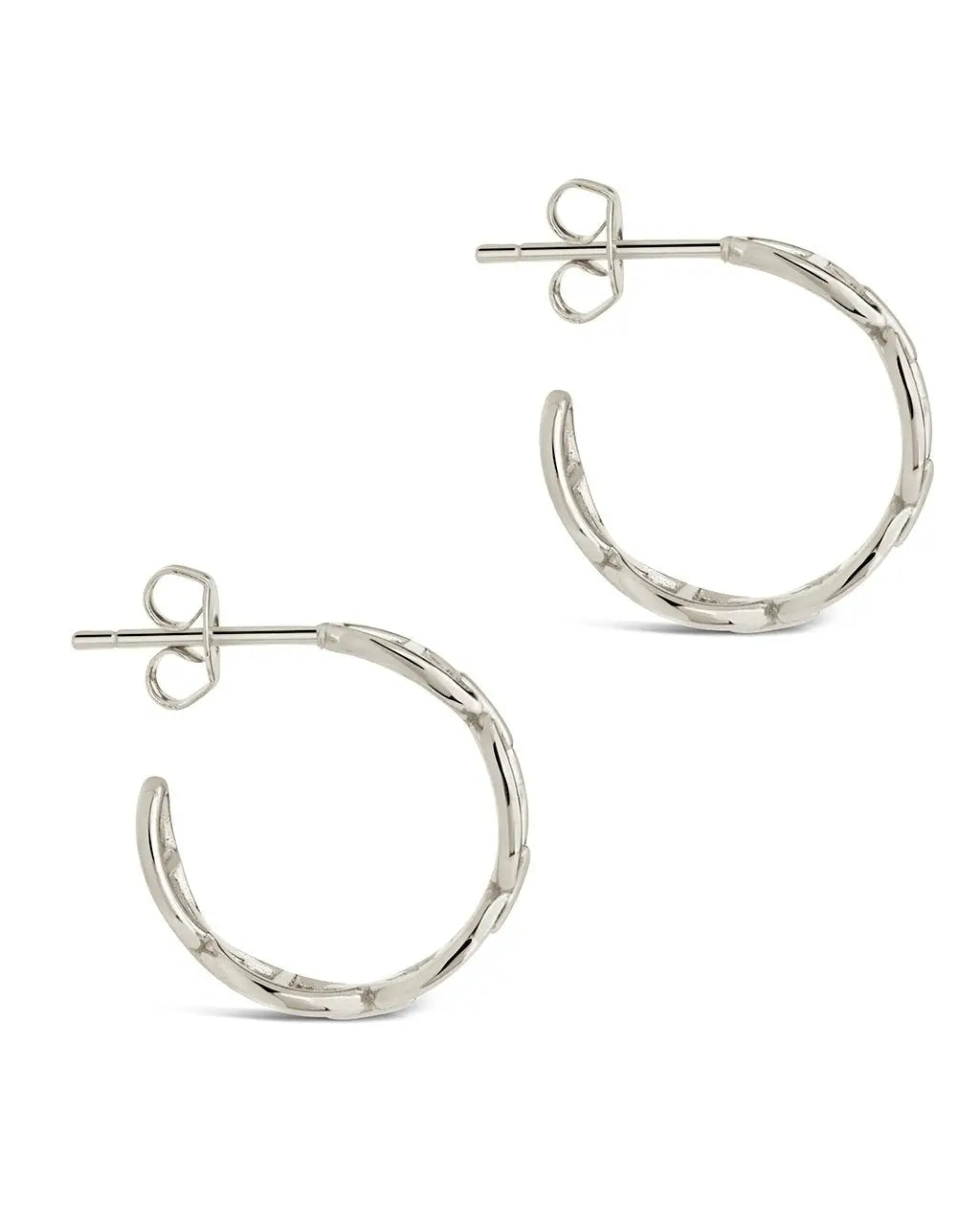 Sterling Silver Anchor Chain Hoops in Silver