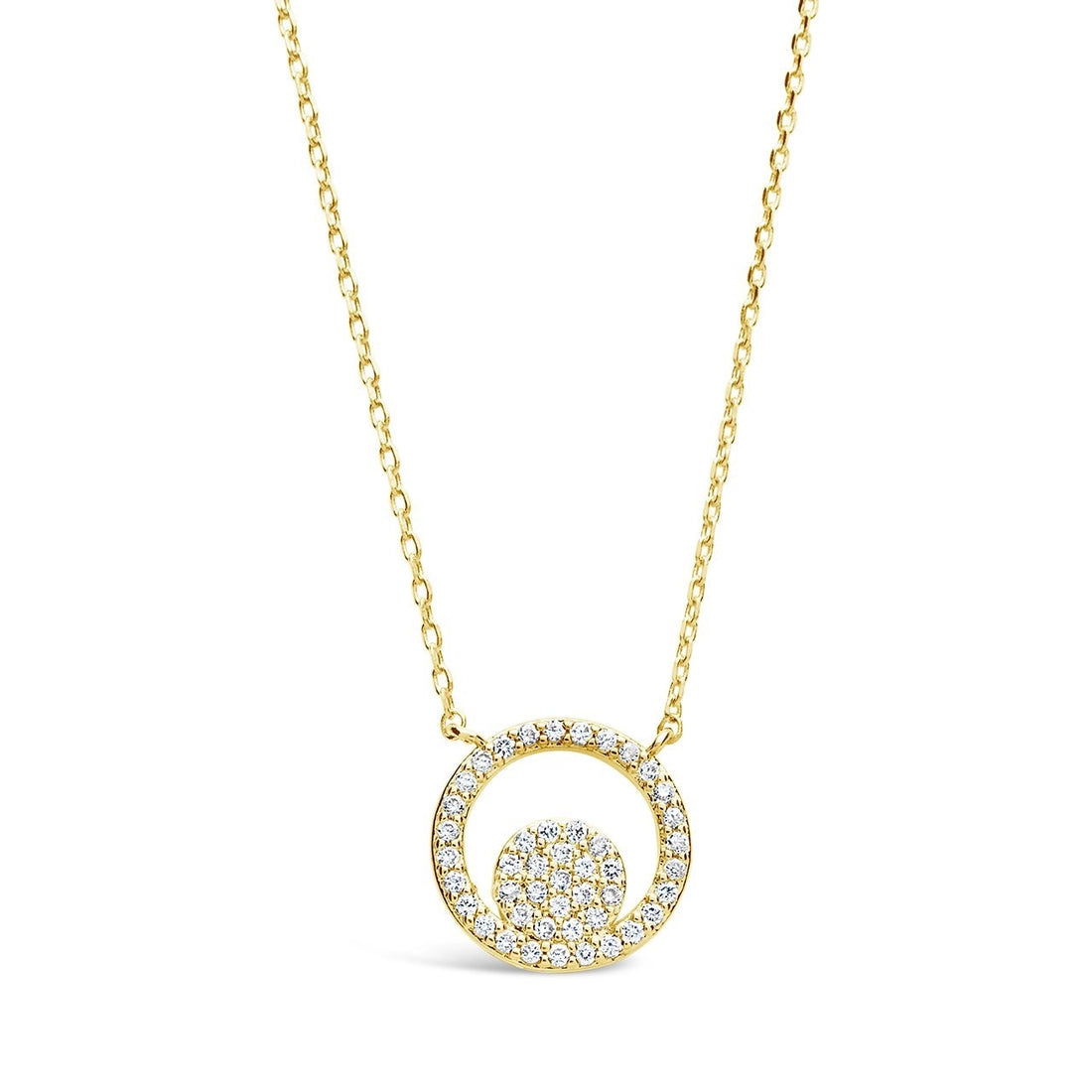 Sterling Silver CZ Circle Pendant Necklace
