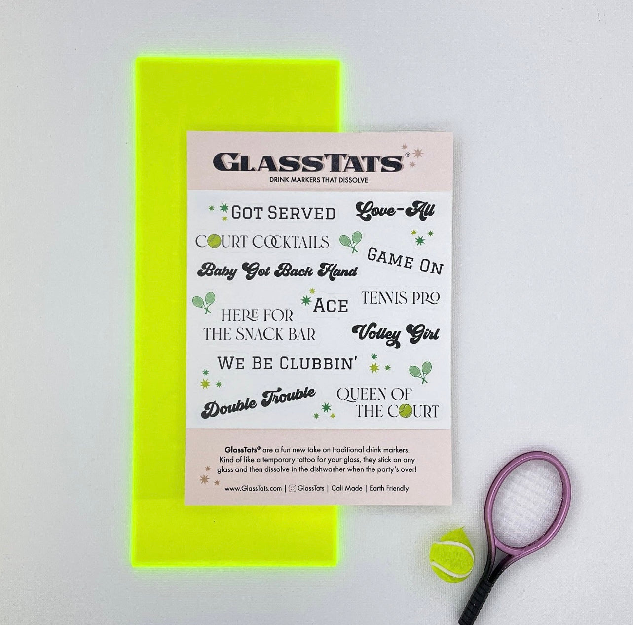 Tennis Time Wine Glass Markers