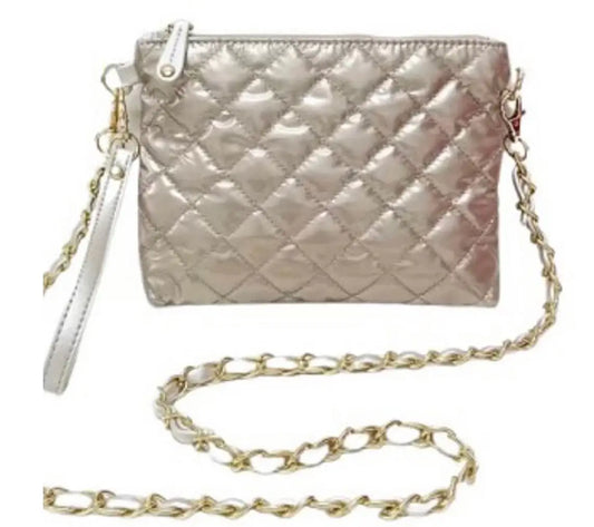 The Debra Diamond Gold Metallic Patent 3 in 1 Crossbody - handbag