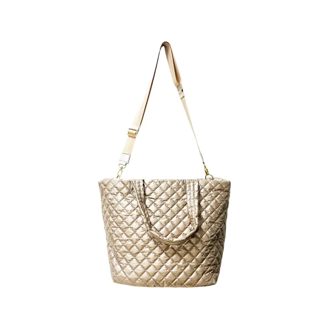 The Debra Diamond Gold Metallic Patent Tote