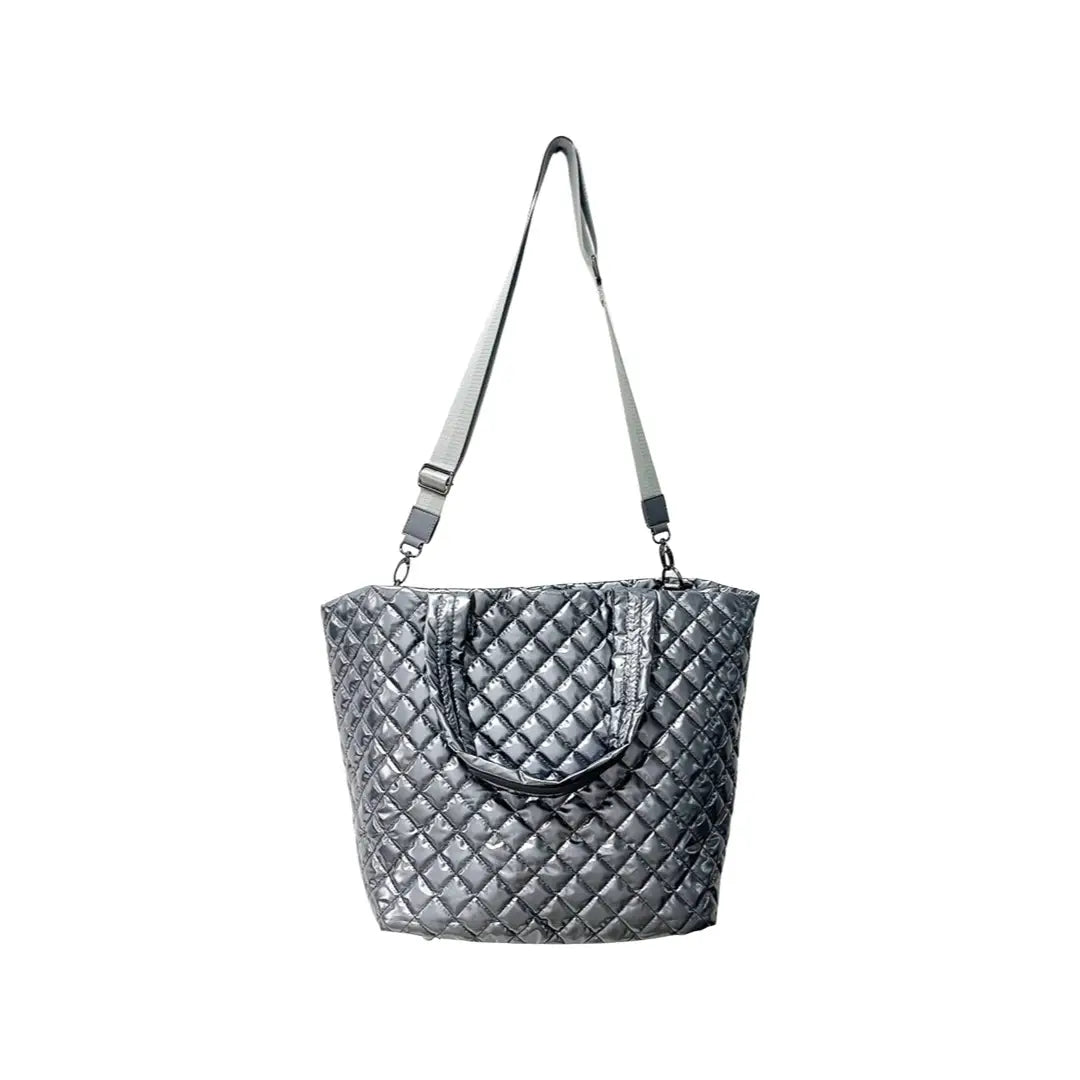 The Debra Diamond Gunmetal Patent Tote