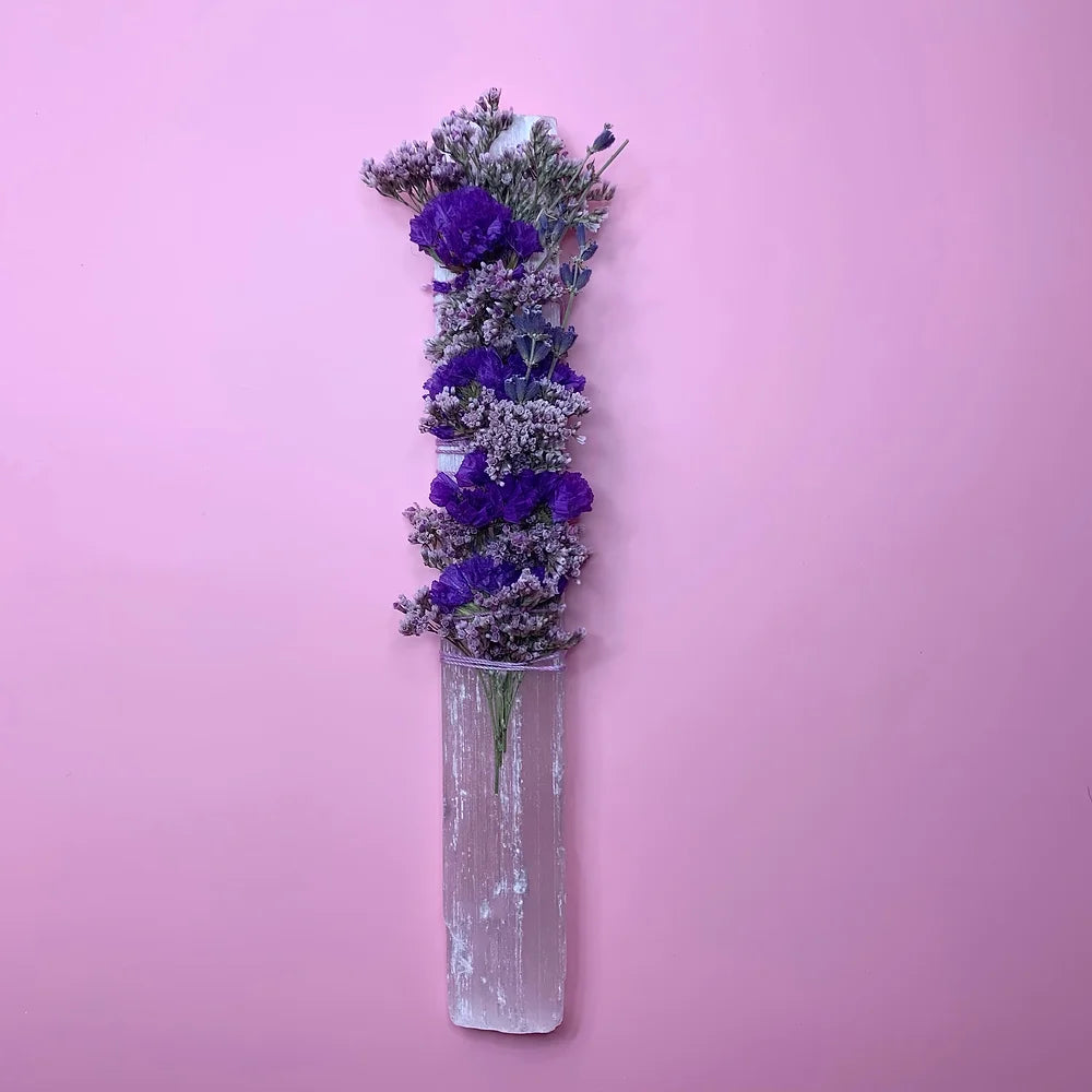 Tranquility Selenite Crystal Wand (Purple) Sage Cleansing