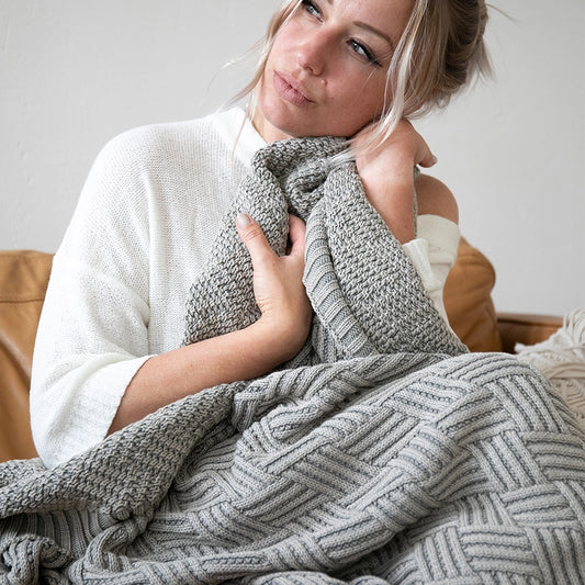 Washed brick - Ash - 100% cotton throw blanket