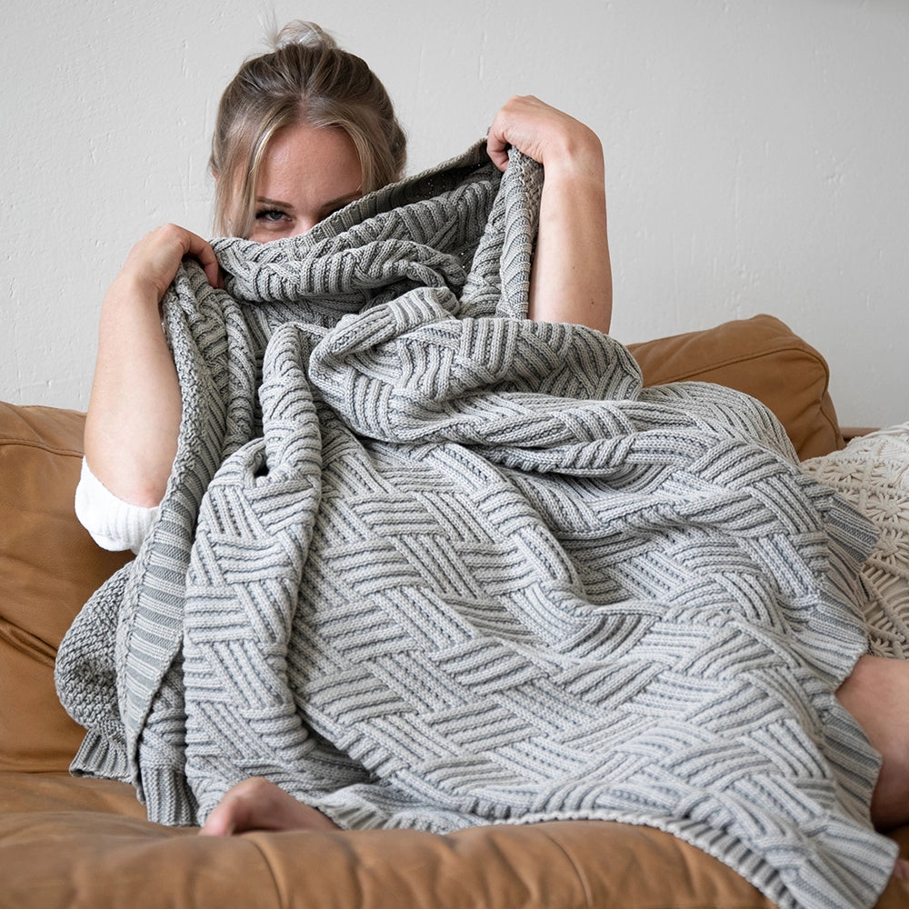 Washed brick - Ash - 100% cotton throw blanket