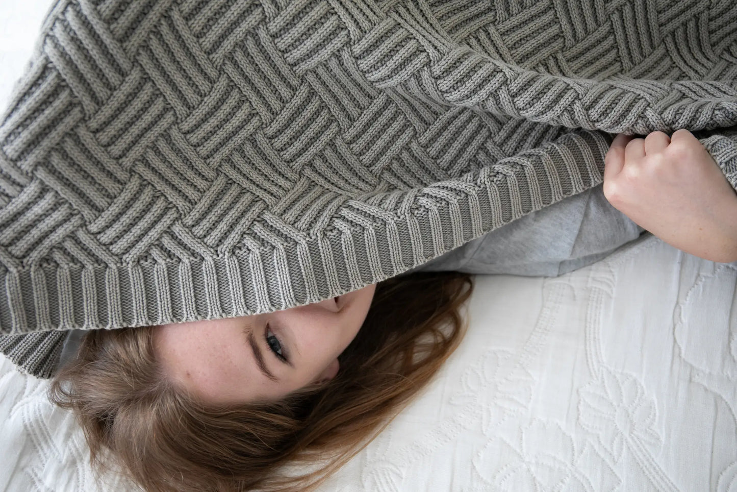 Washed brick - Ash - 100% cotton throw blanket