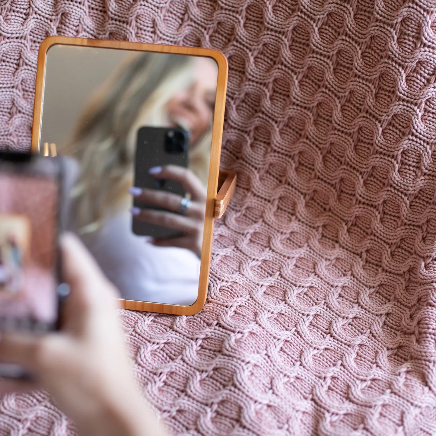 Washed curvy - pink - 100% cotton throw blanket