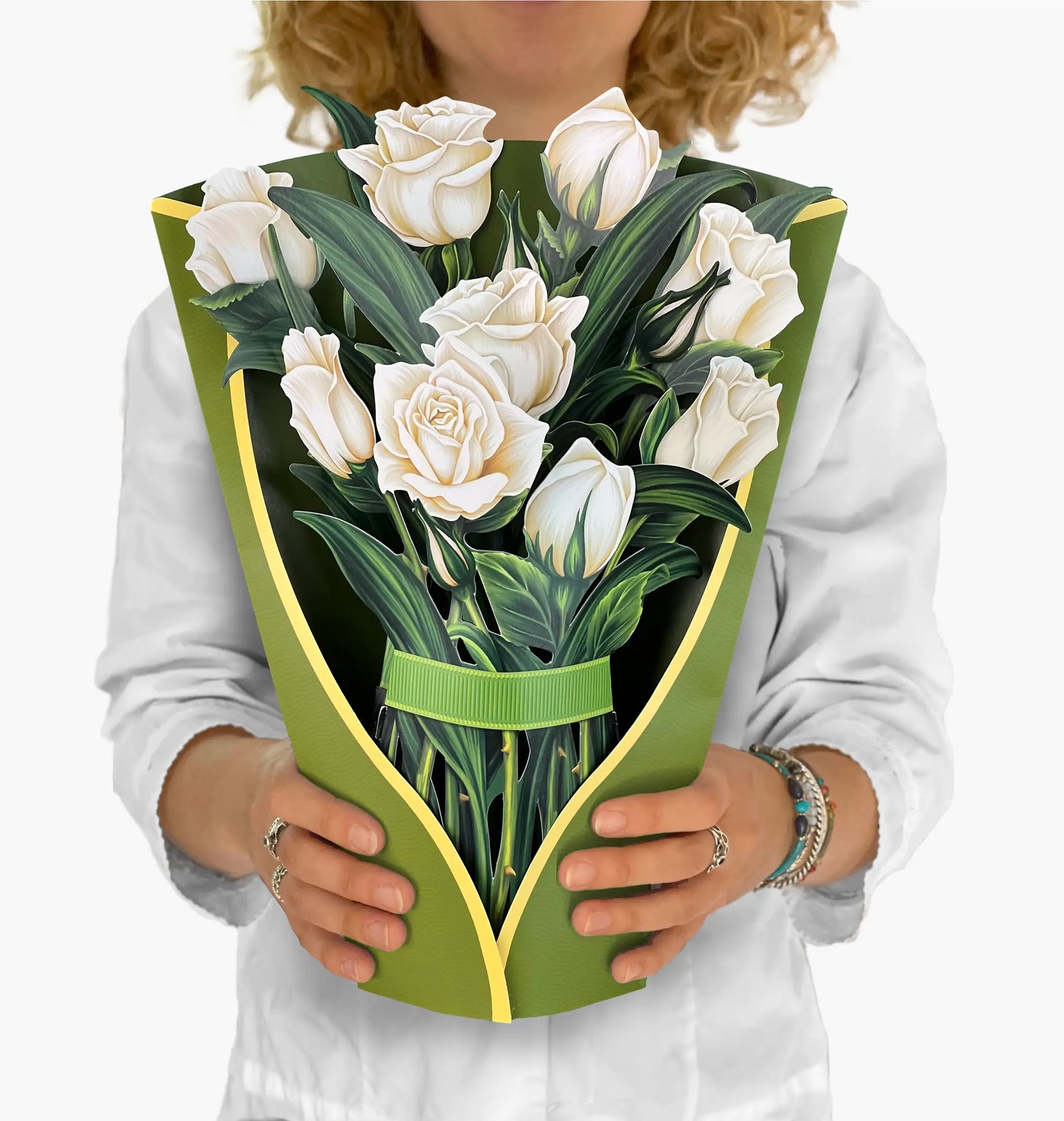 White Roses Pop Up Flower Bouquet