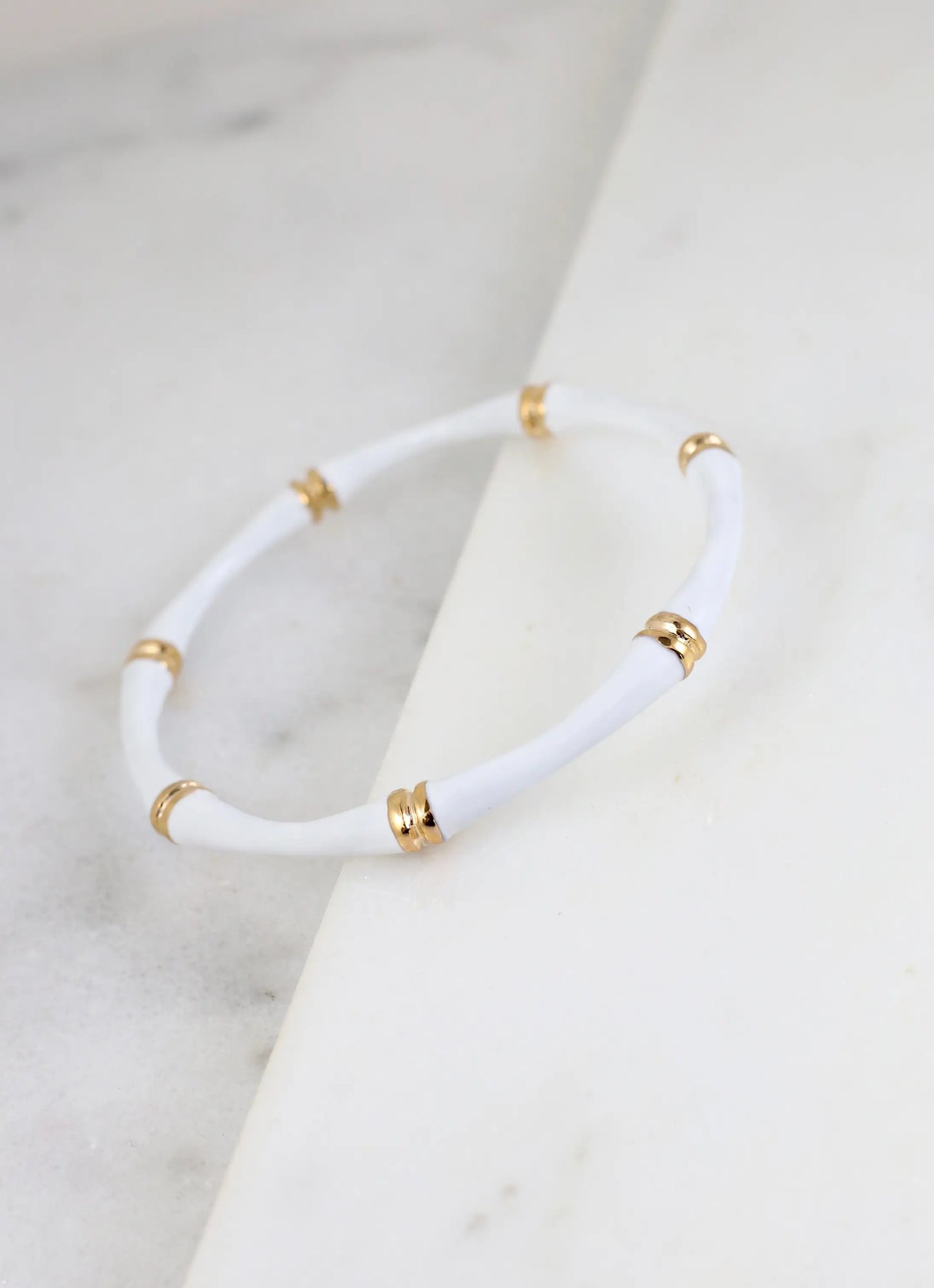 Yuma Enamel Bangle Bracelet White