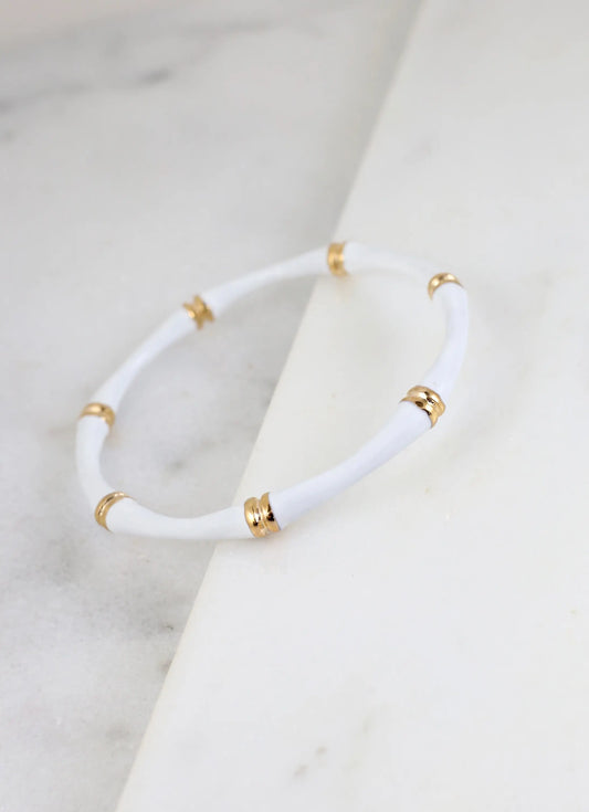 Yuma Enamel Bangle Bracelet White