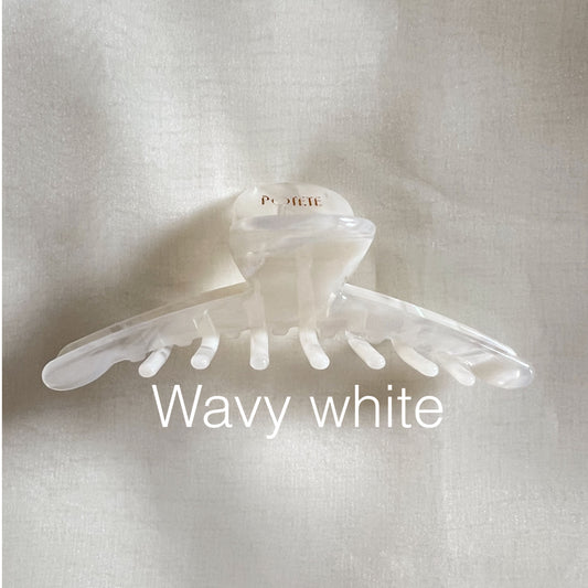 Big Skinny Hair Clip - Wavy White