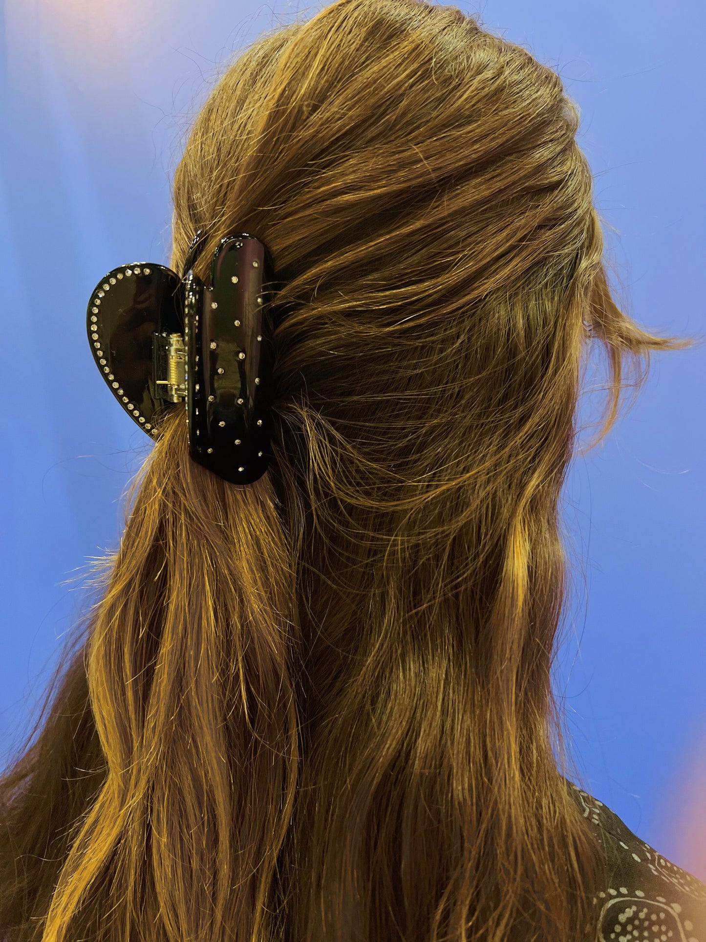 Heart Clip Black with Crystals