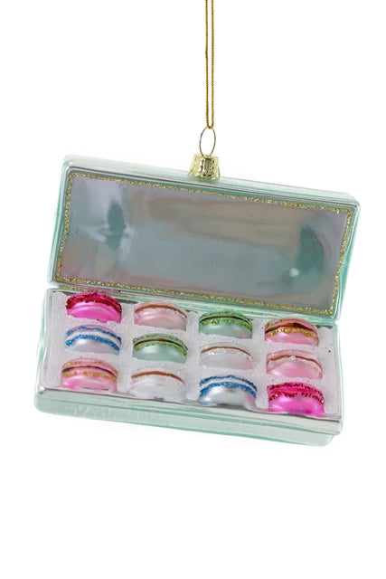 Blue Box of Macarons Ornament 4"