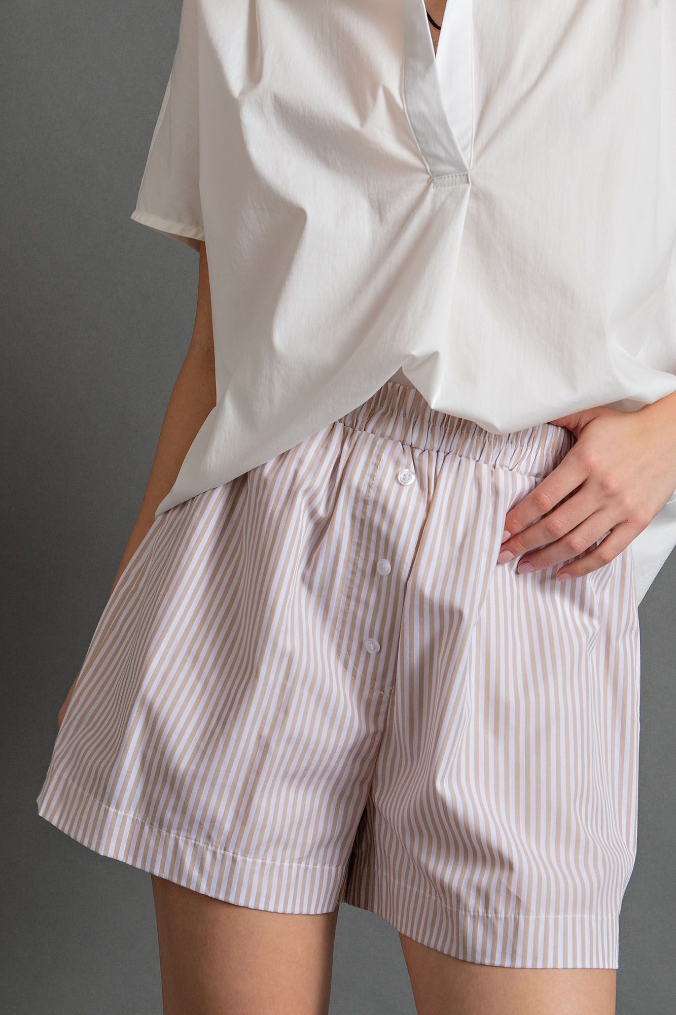 Cotton Voile Boxer Striped Shorts in 3 Colors
