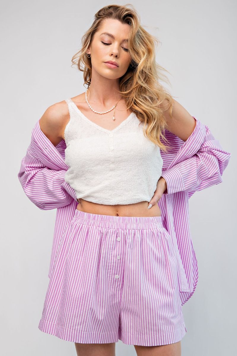 Cotton Voile Boxer Striped Shorts in 3 Colors