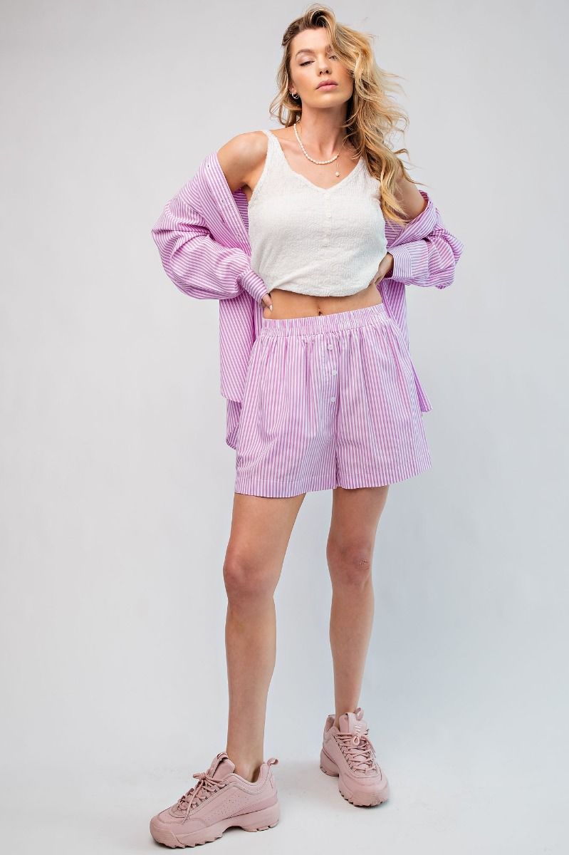 Cotton Voile Boxer Striped Shorts in 3 Colors